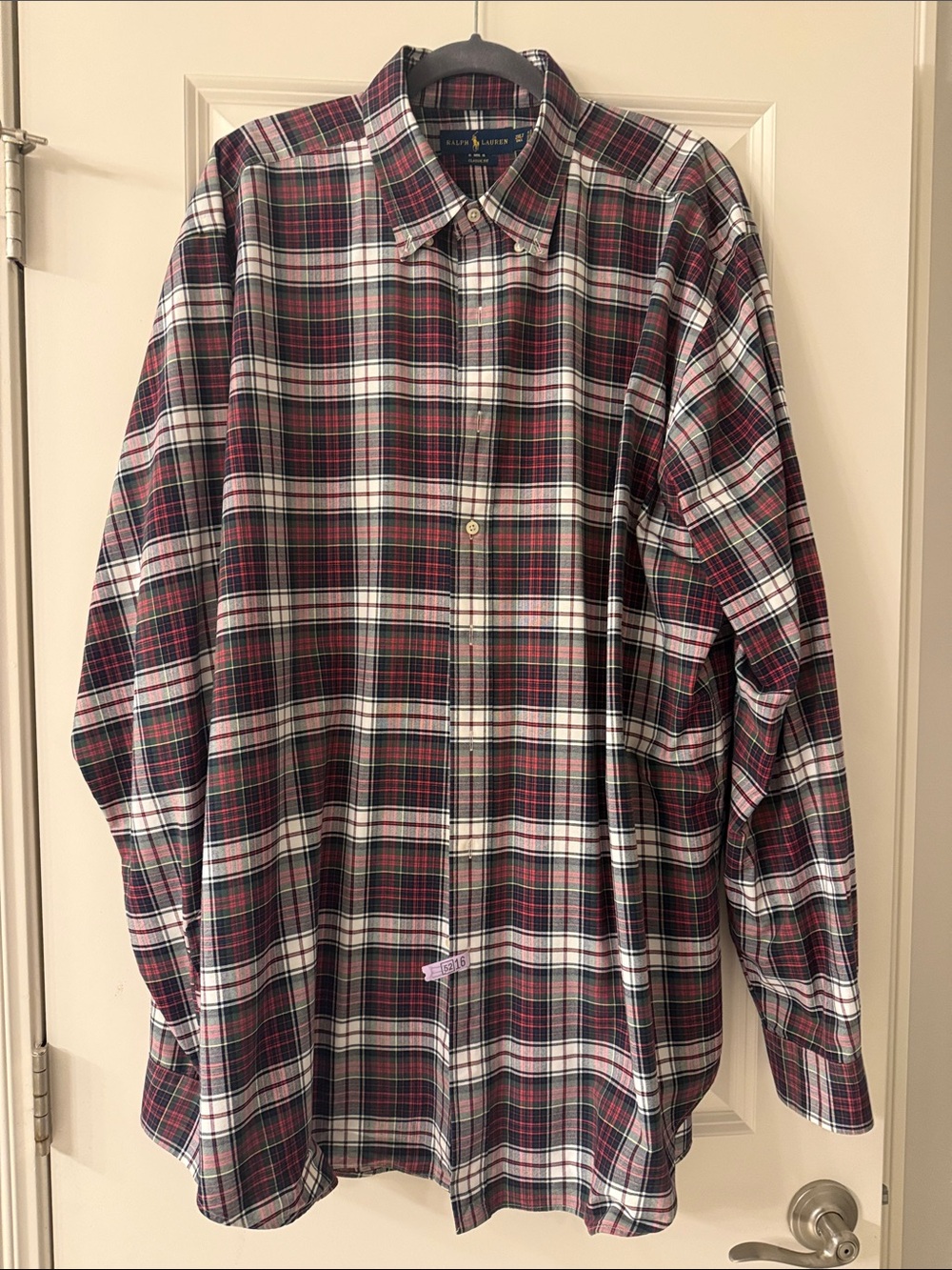 Ralph Lauren Red, White & Dark Green Plaid Button-Down Shirt